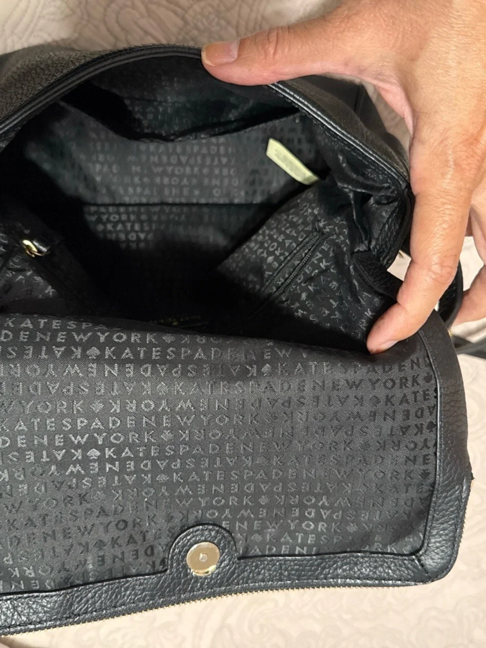 Kate Spade Black Pebbled Leather Satchel Crossbody Shoulder Bag Tassel